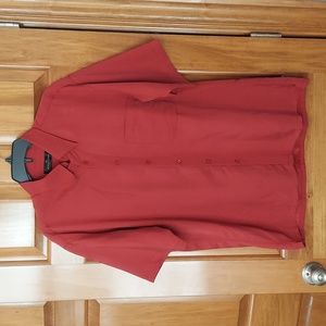 • Bugatchi Uomo Oxford Rust Button Down Shirt Front Pocket, Size Large, Like New